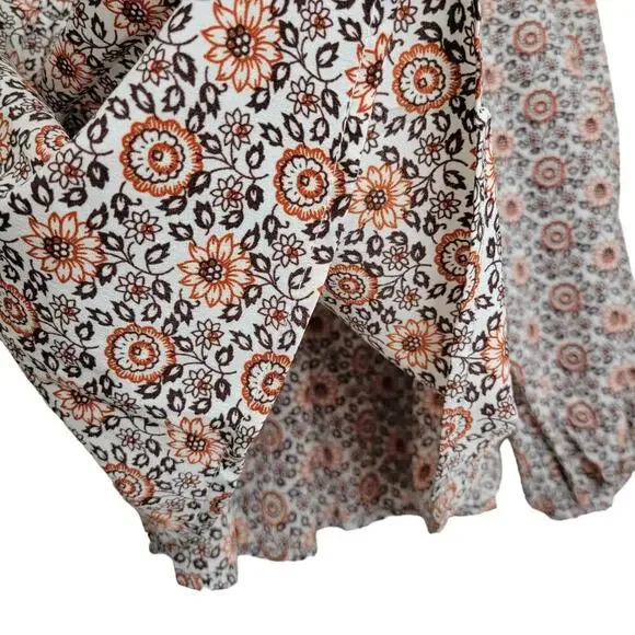 Hayden Smocked Puff Sleeve Floral Print Square Neck Peplum Blouse Women Sz S - Picture 9 of 9